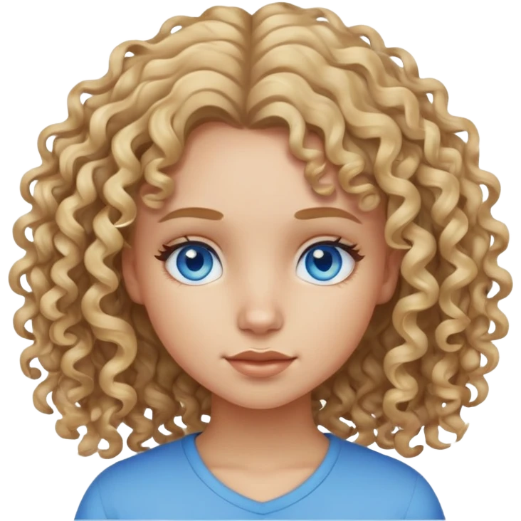 Girl with curly dirty blonde hair blue eyes light skin emoji