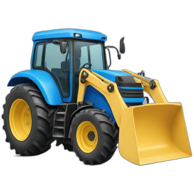 blue tractor with a shovel front emoji