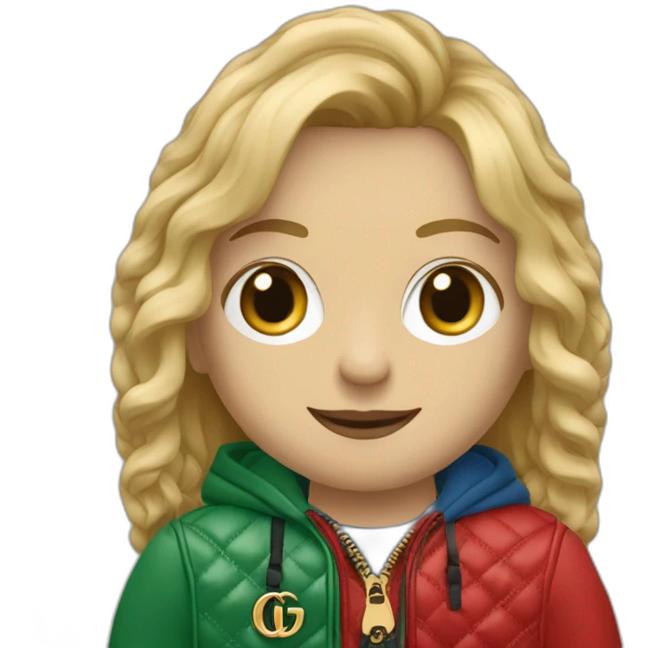 Een jongen met Gucci tas en Jordan 4 met blond haar emoji