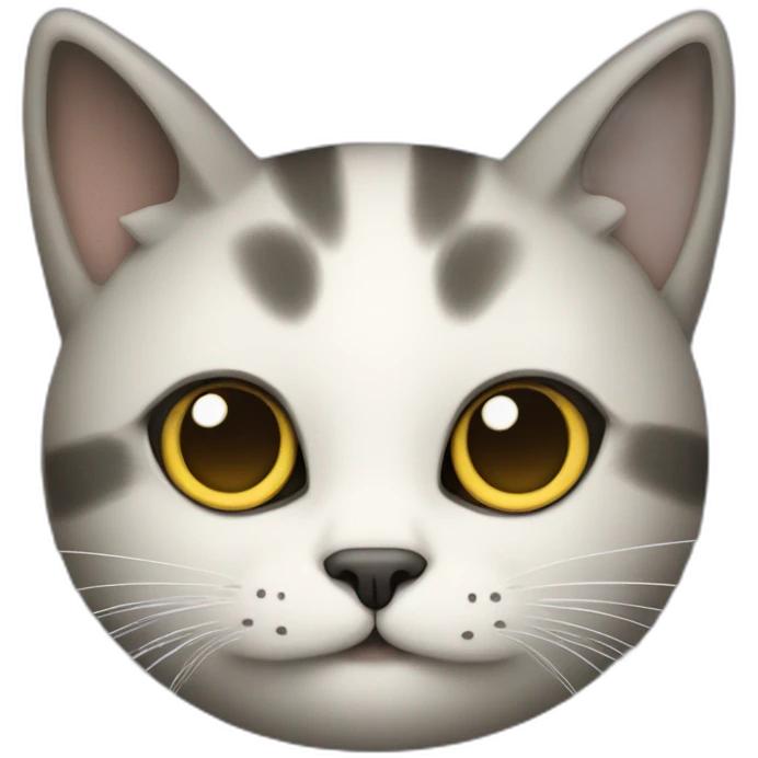 a round-faced cat with a grey beehive and no pattern all over emoji