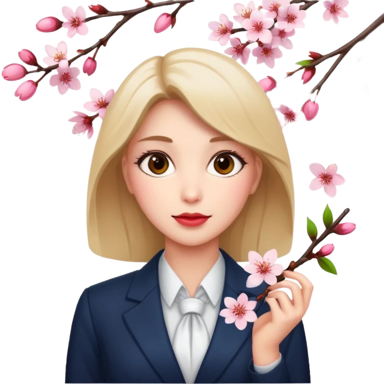 business woman with cherry blossom emoji