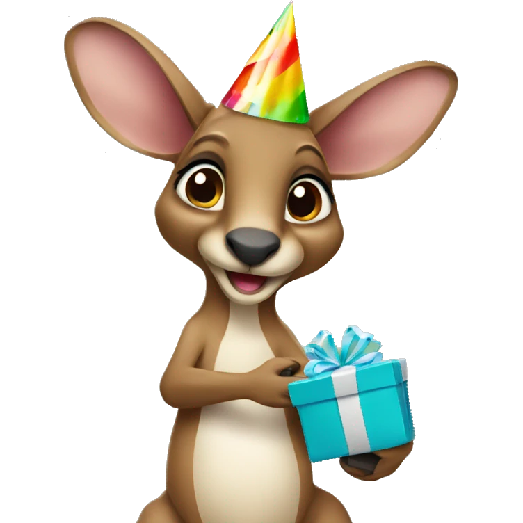 Birthday kangaroo holding a gift  emoji