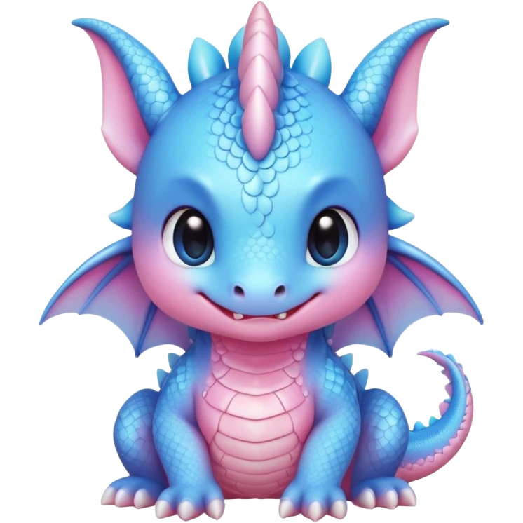 A cute kawaii blushing chibi baby pastel dragon emoji