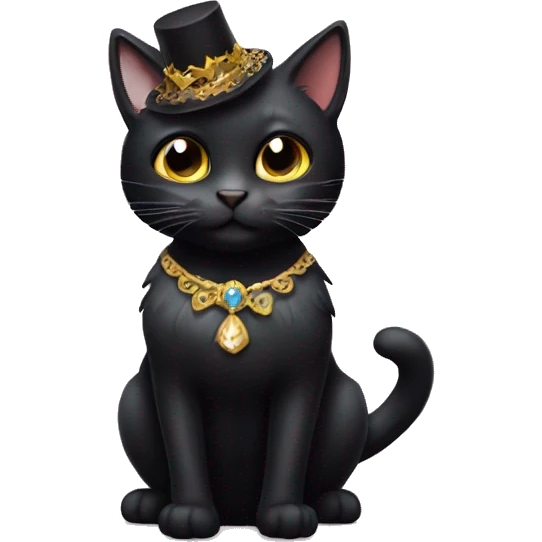 black cat with a fancy dress on emoji