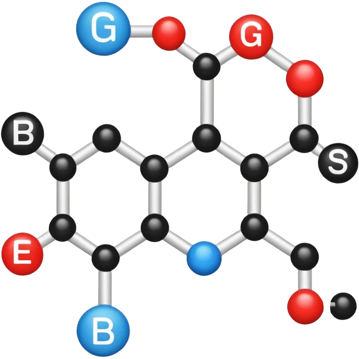 glucose chemical structure with bluetooth icon on the top right as a superscript. emoji