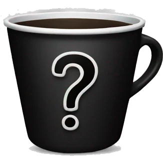 blacked out cup with a question mark emoji