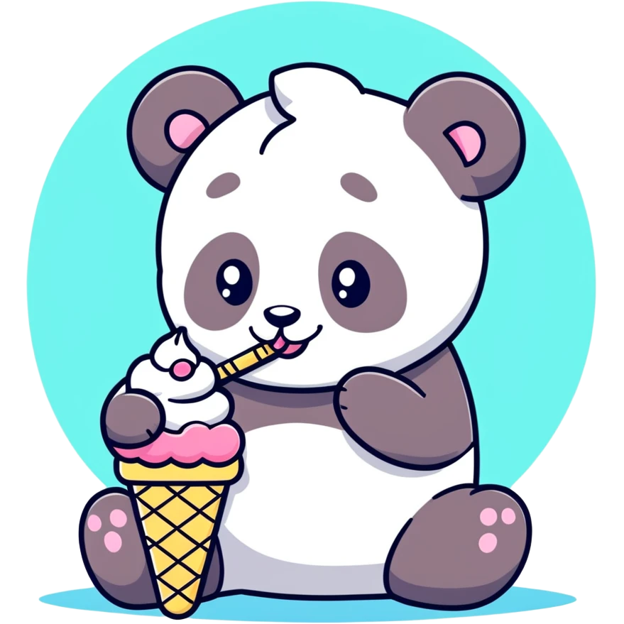 Panda eating ice cream emoji