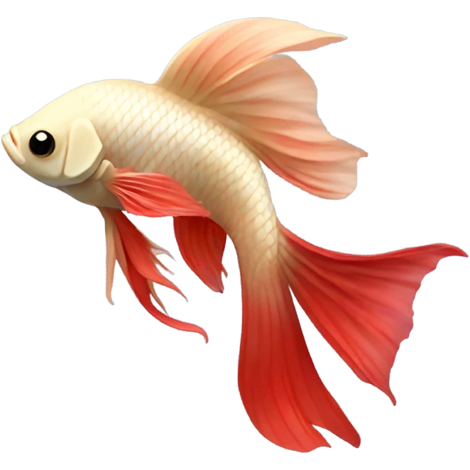 Betta fish female with short red fins and a light beige body  emoji