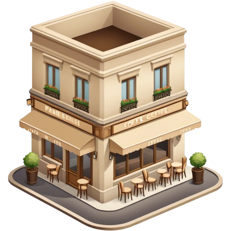 beige parisian coffee shop, isometric exterior view emoji