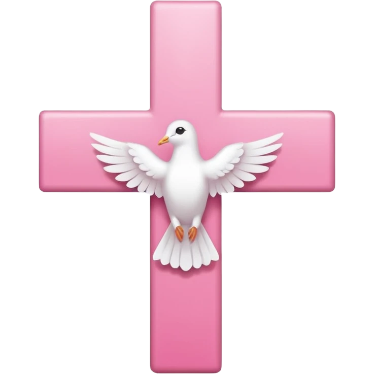 Pink and white simple cross with a dove  emoji