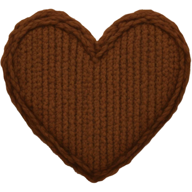 Brown knitted heart emoji