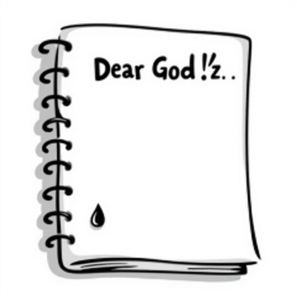 Hand-drawn notebook page with "Dear God" written at the top in a student's handwriting, looking like the start of a desperate essay emoji