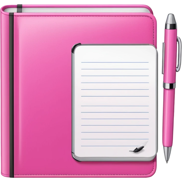 big  pink book and note pen add on it the word BUSY emoji