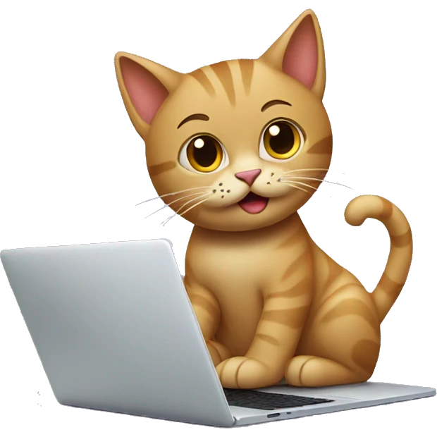 cat working on a laptop macbook emoji
