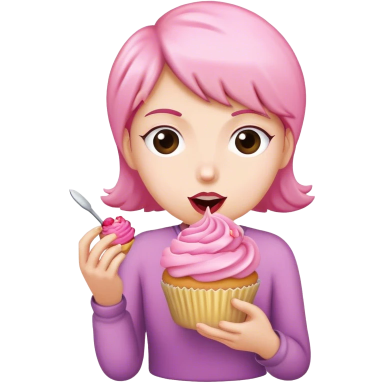 Eating pink cupcake  emoji
