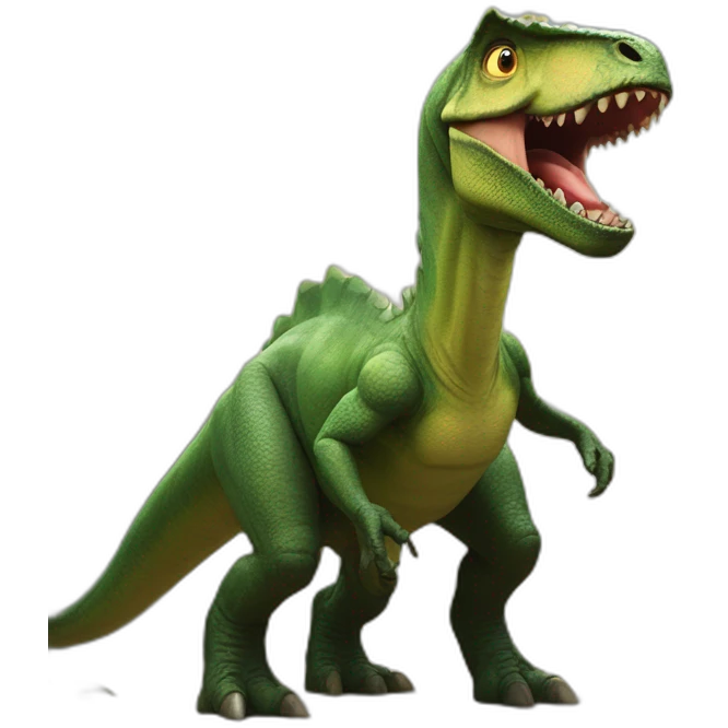 Macron sur un dinosaur emoji