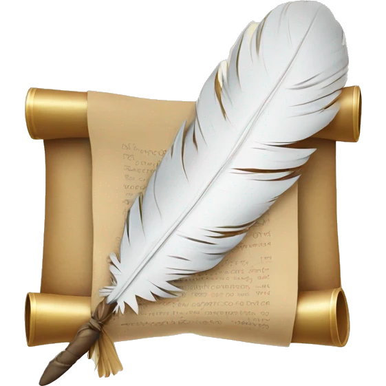 a feather quill and an open SCROLL emoji