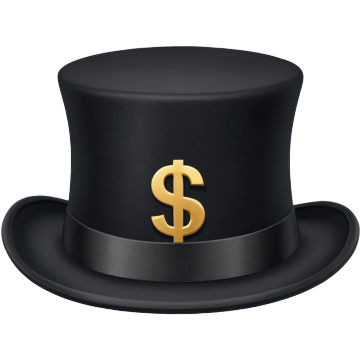 top hat with "$" print emoji