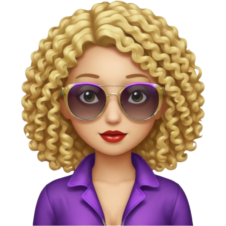 fancy blonde curly hair girl with sunglasses and night club outfits emoji