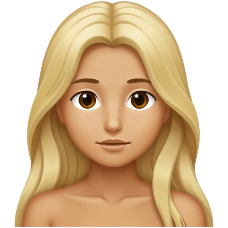 Pumped-up forms, realism, blonde long hair, sfw intimate pose emoji