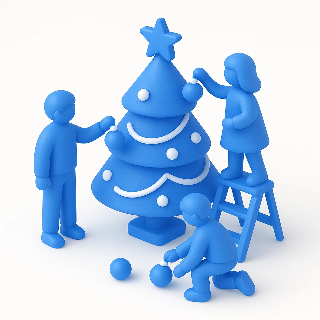 people decorating a Christmas tree emoji