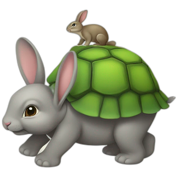 Lapin sur tortue sur éléphant emoji