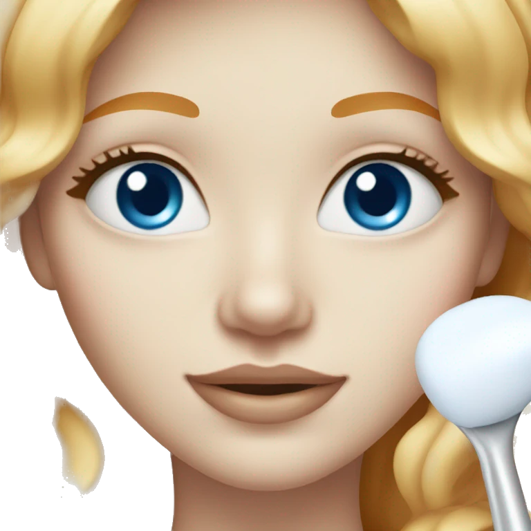 white ginger beauty with blue eyes applying cream on face emoji