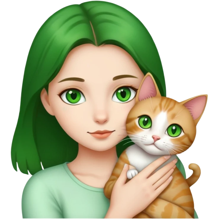 girl holding a gree eyes cat emoji