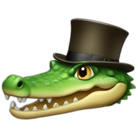 Crocodile with a top hat emoji