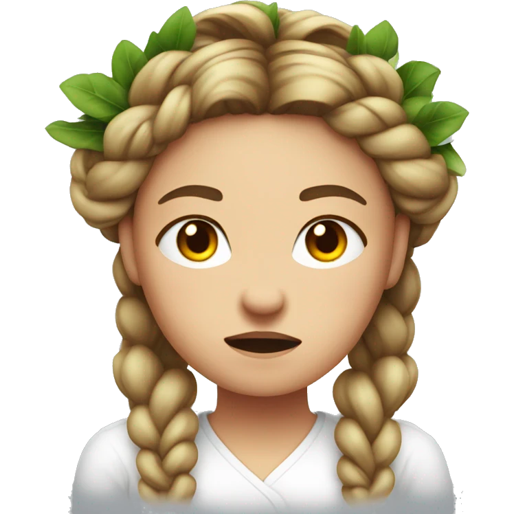 angry woman with Braid wreath (Braid crown) hairstyle in white shirt emoji