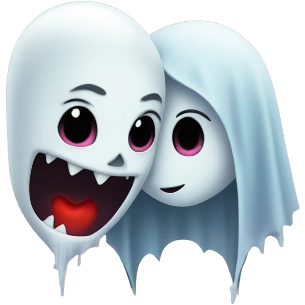 Ghost kissing Mae vampire emoji