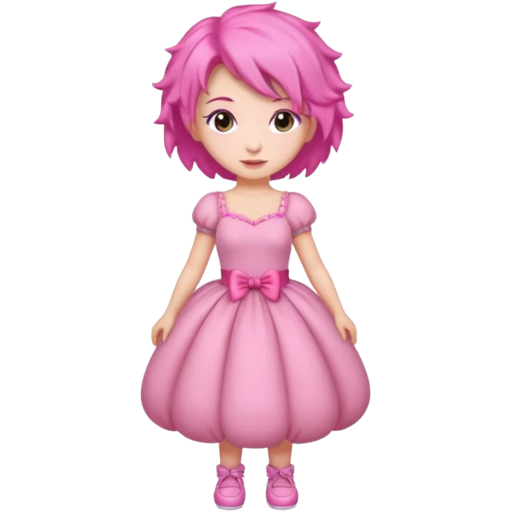 Fancy brunette girl wearing pink fancy puffy dress and pink hair full body  emoji