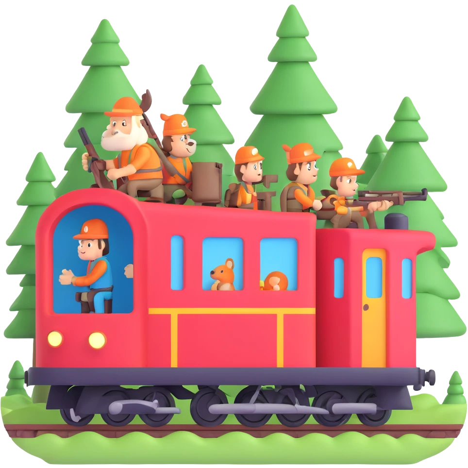 forest train with hunters emoji