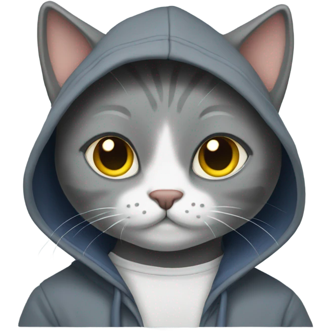 Grey cat wearing hoodie  emoji