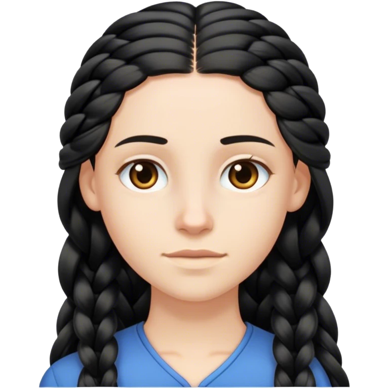 White face, black long braid hair, pretty face emoji