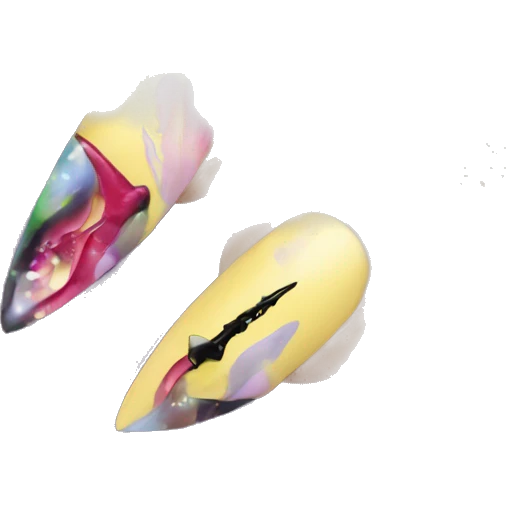 Stiletto nails with art  emoji