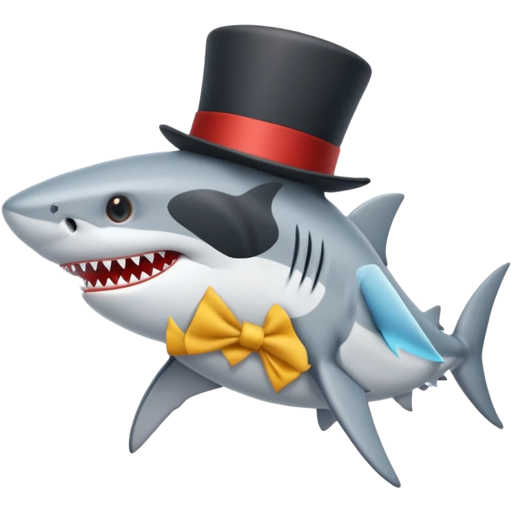 Shark with a top hat emoji