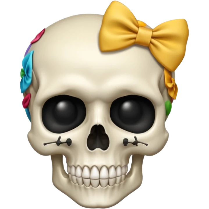  skull with small bow on side head emoji