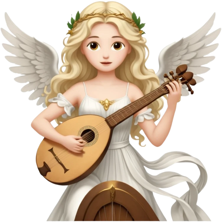 Muse of inspiration with wings and a lyre in her hand emoji