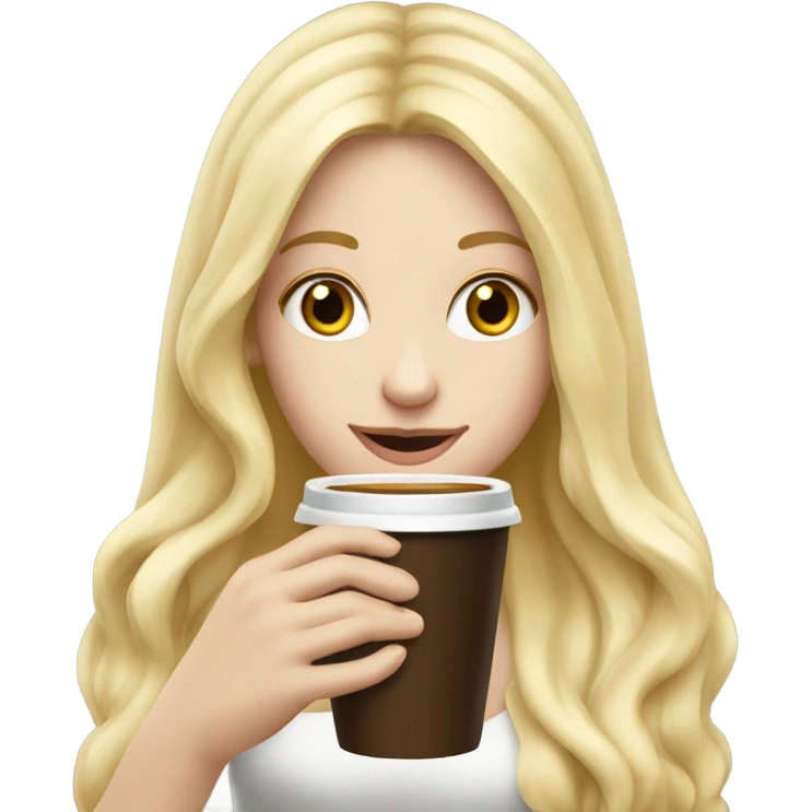 Blonde long hair pale girl enjoying coffee  emoji