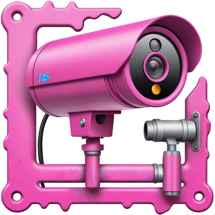 Security Camera pink with graffity emoji