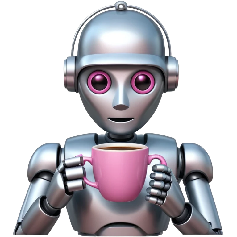 robot drink pink coffee emoji