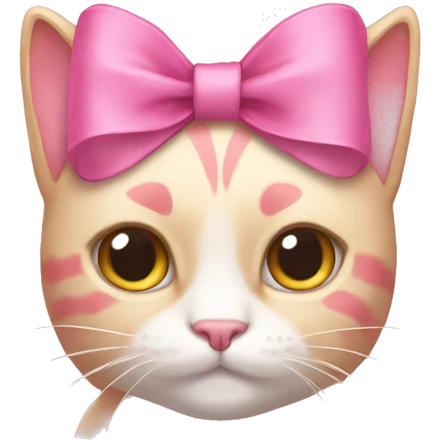 Pink cat with bow emoji