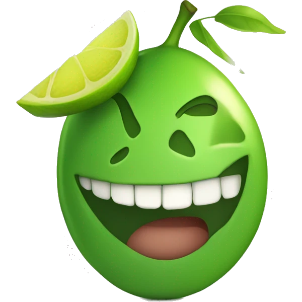 Labio con pintalabios de color verde con un limón entre los dientes emoji