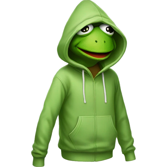 Kermit the frog in a hoodie emoji