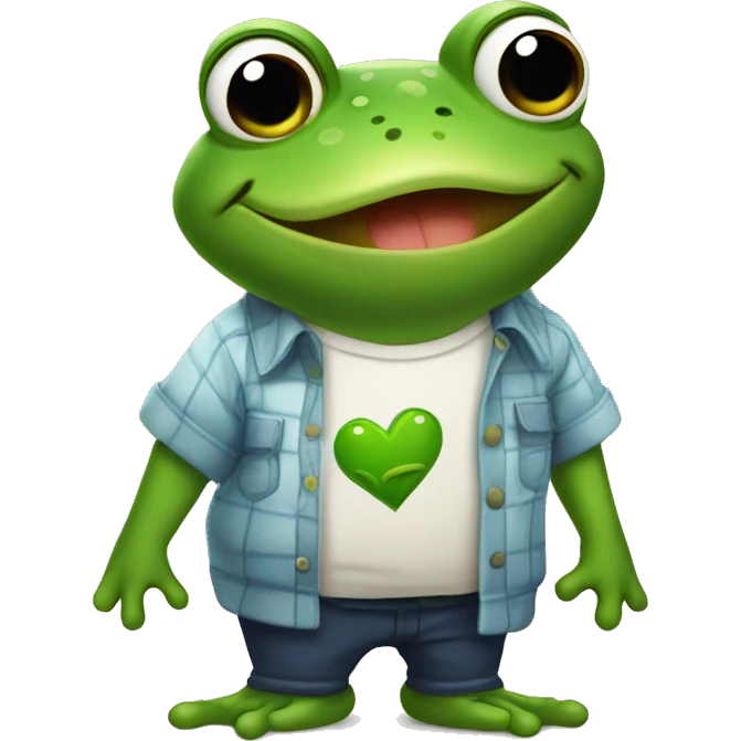 Frog wearing a shirt saying ‘i love Fero’ emoji