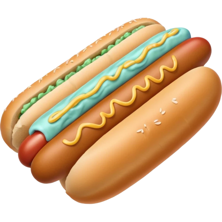 a blue colored hotdog bun with a minty colored hotdog in the middle of it emoji