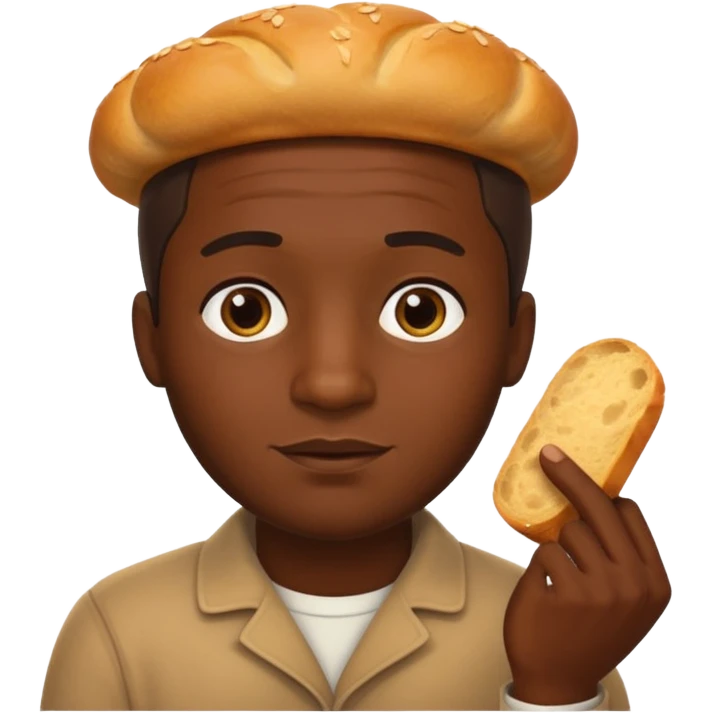 темнокожий парень вставляет свой палец в хлеб emoji