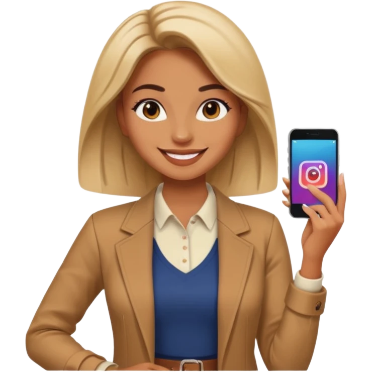 una señora entrando a mi  Instagram  para promocionar mi marca emoji