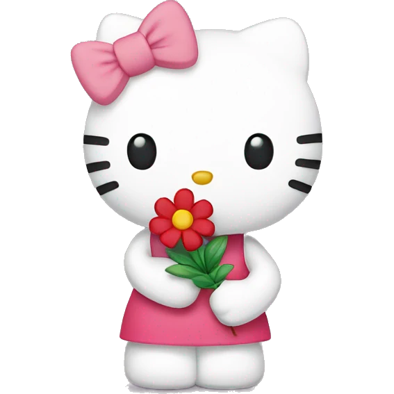Hello kitty holding flower emoji